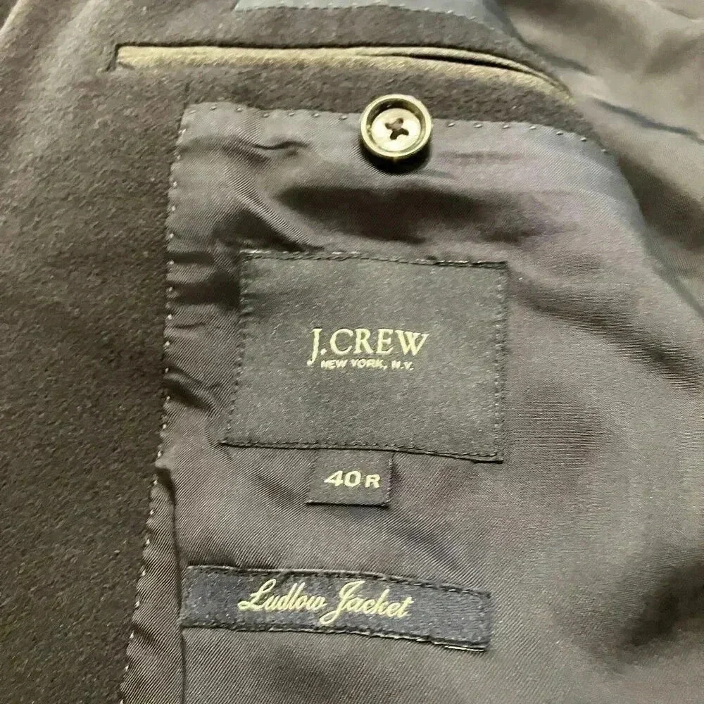 J.Crew Men Y2K Vintage Ludlow 100% Cashmere 2 Button Jacket Size 40R Blue FA EXC